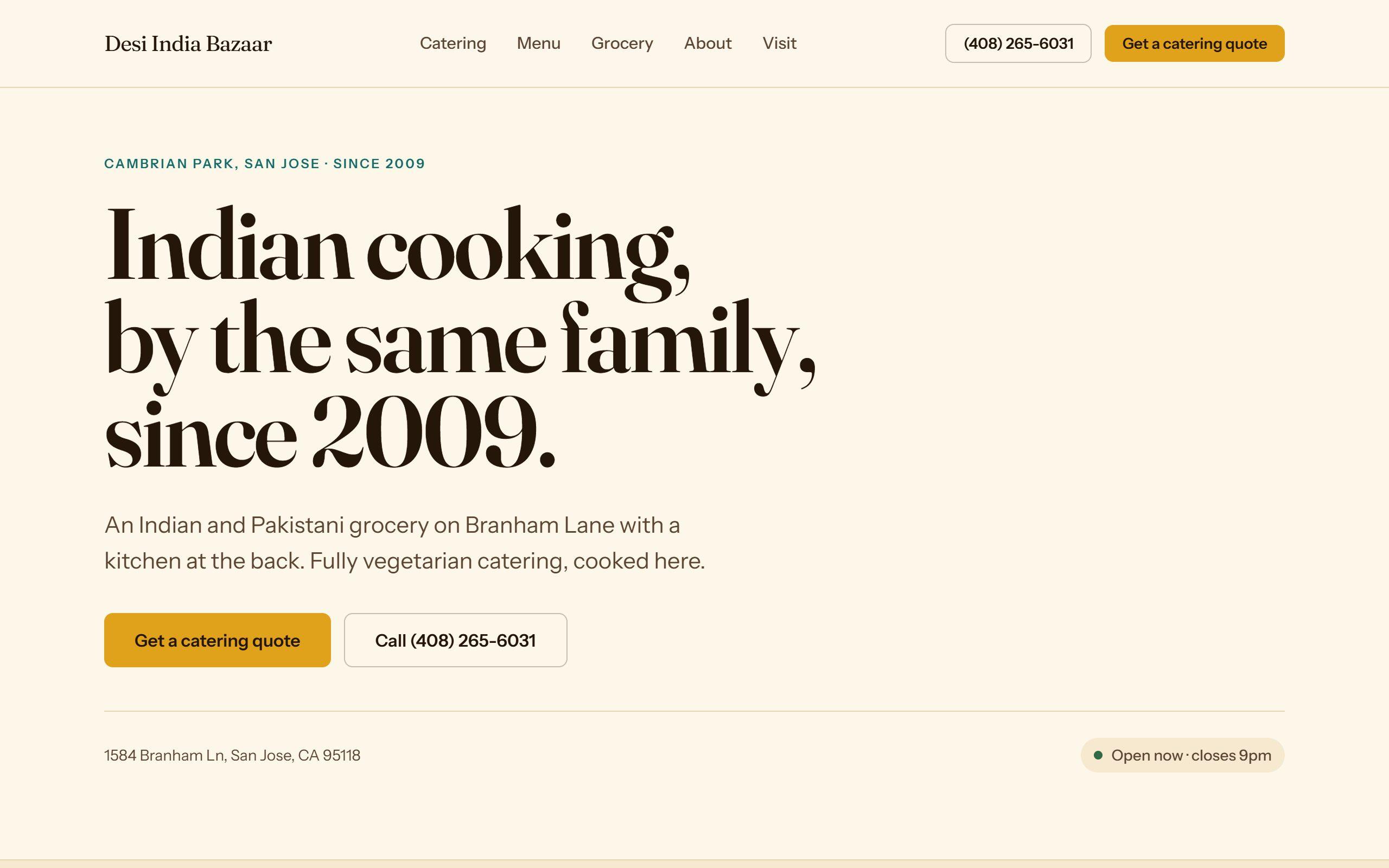 Desi India Bazaar homepage on a desktop screen