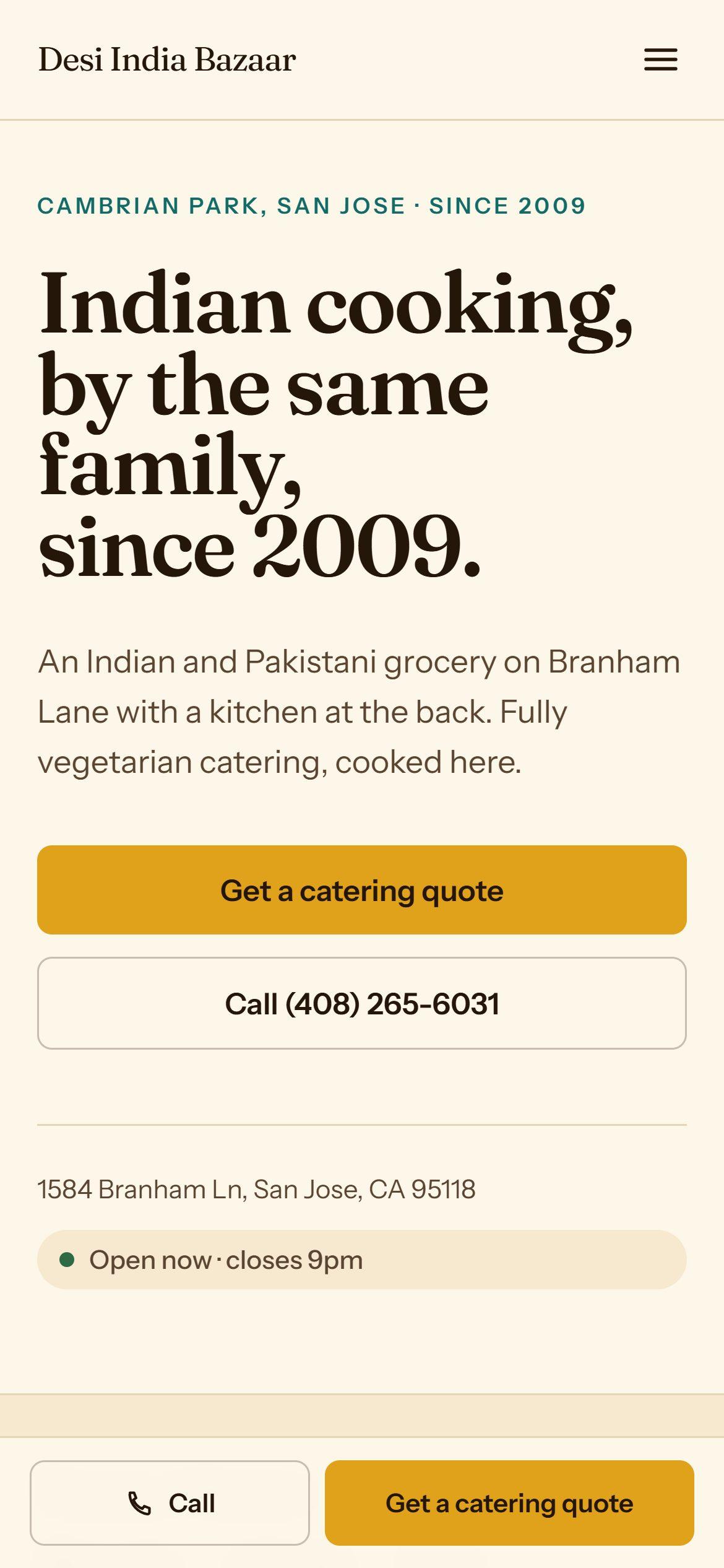 Desi India Bazaar homepage on a phone